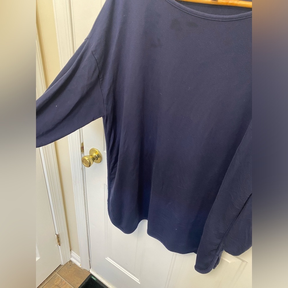 Eileen Fisher Long Sleeve Dark Blue Tunic GUC Size Large oversized comfy - Picture 6 of 7